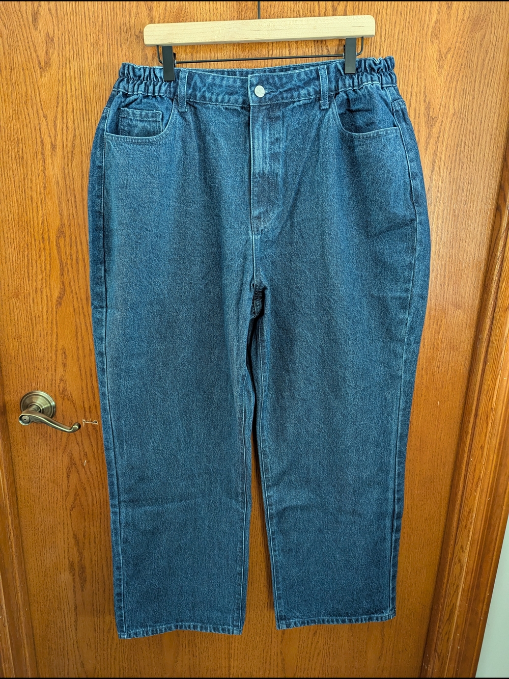 Shiny By Nature Medium Wash Blue Elastic-Waist Jeans 29" Inseam XL